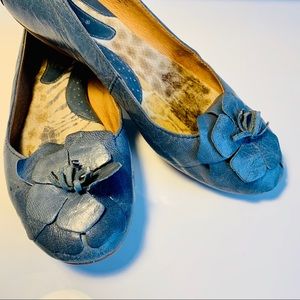 Blue Leather Flats